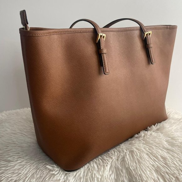 Michael Kors Jet Set Tote Luggage Brown Saffiano Large - Picture 11 of 14